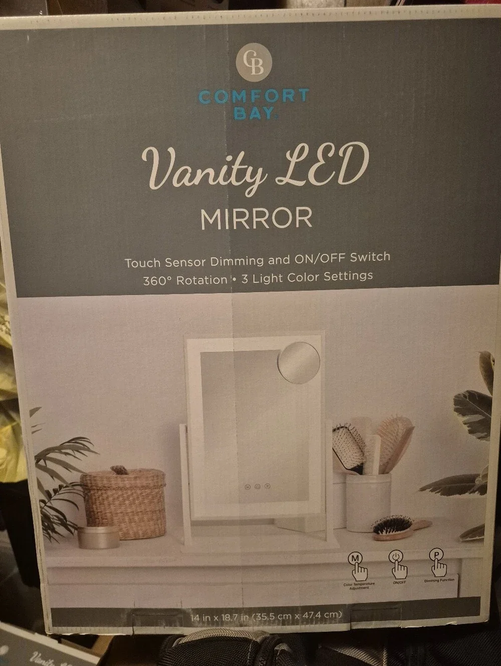Nib Comfort Bay White LED Vanity Mirror with Touch Controls